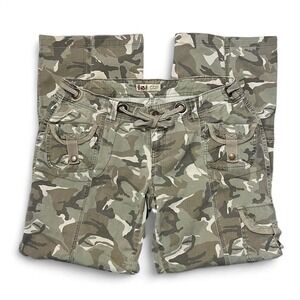 LEI Vintage Y2K Camo Cargo Wide Leg Pants Size XL 36x30 Green Mid Rise Military